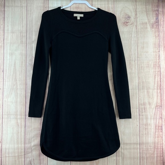 Banana Republic Dresses & Skirts - Banana Republic‎ Black Ribbed Knit Sweetheart Long Sleeve Sweater Dress Size S